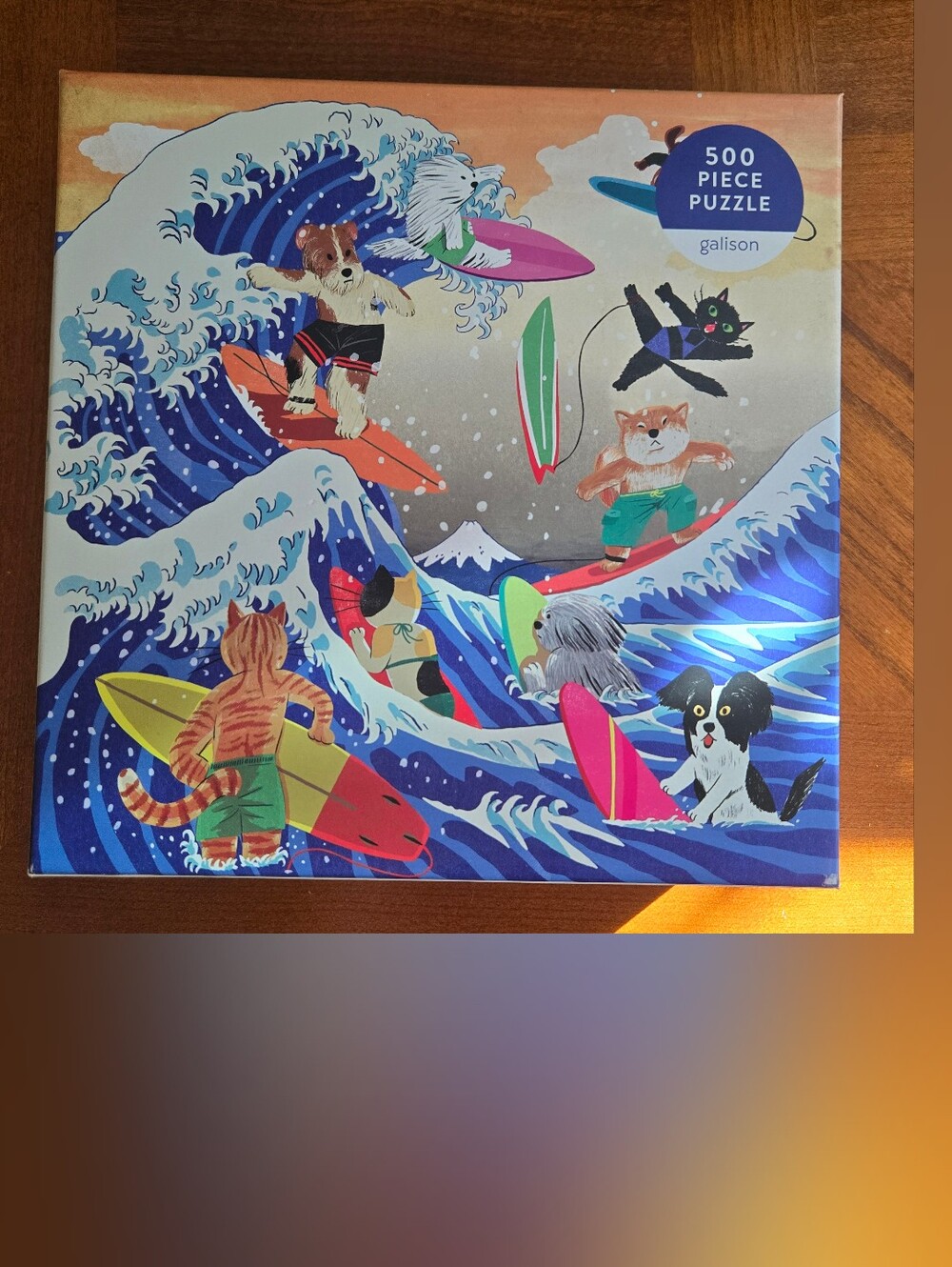 Galison 500-Piece The Great Surf Dogs Cats Puzzle - Complete